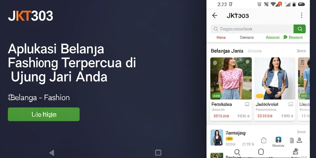 Antarmuka JKT303 yang modern dan menarik untuk berbelanja fashion.