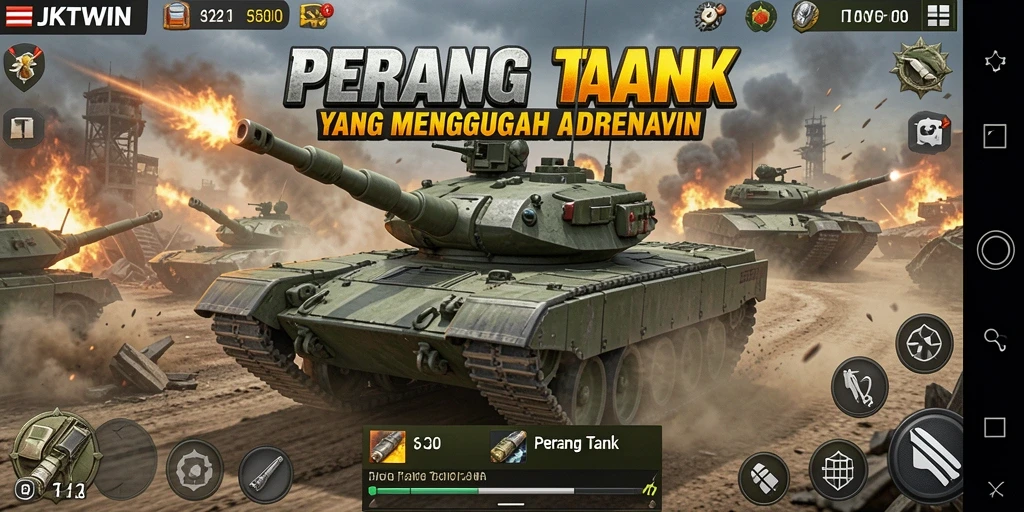 Tampilan antarmuka game Perang Tank yang menarik dan dinamis.