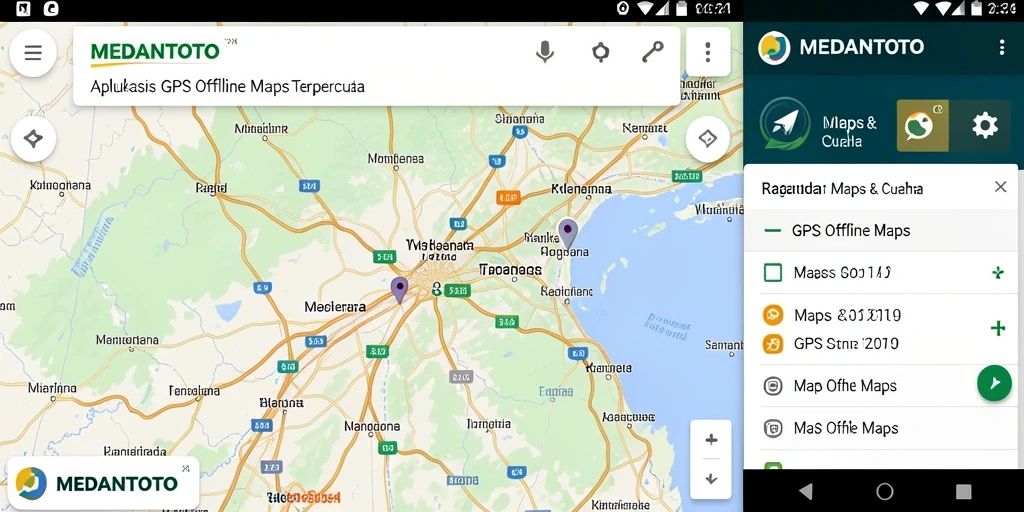 Antarmuka aplikasi GPS Offline Maps MEDANTOTO yang informatif dan intuitif.