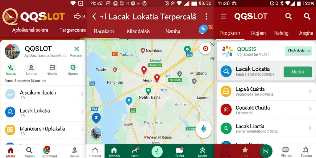 Antarmuka utama QQSLOT menunjukkan peta dengan lokasi terdeteksi.