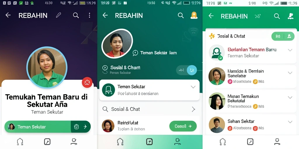 Antarmuka menarik dari aplikasi Teman Sekitar REBAHIN.