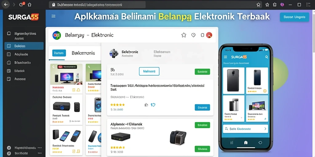 Tampilan antarmuka pengguna SURGA55 saat berbelanja produk elektronik.