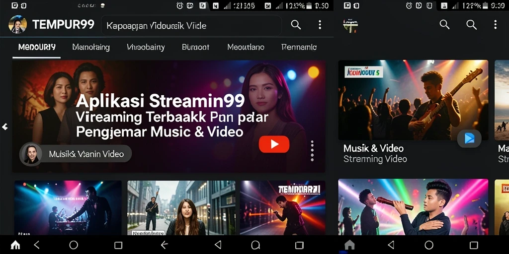 Tampilan antarmuka aplikasi TEMPUR99 dengan fitur Streaming Video.